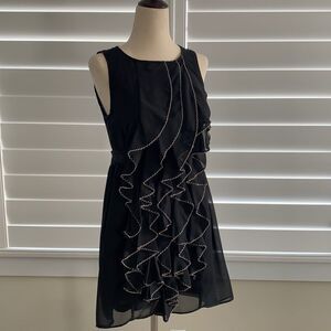 Black ruffle tunic dress size small boho